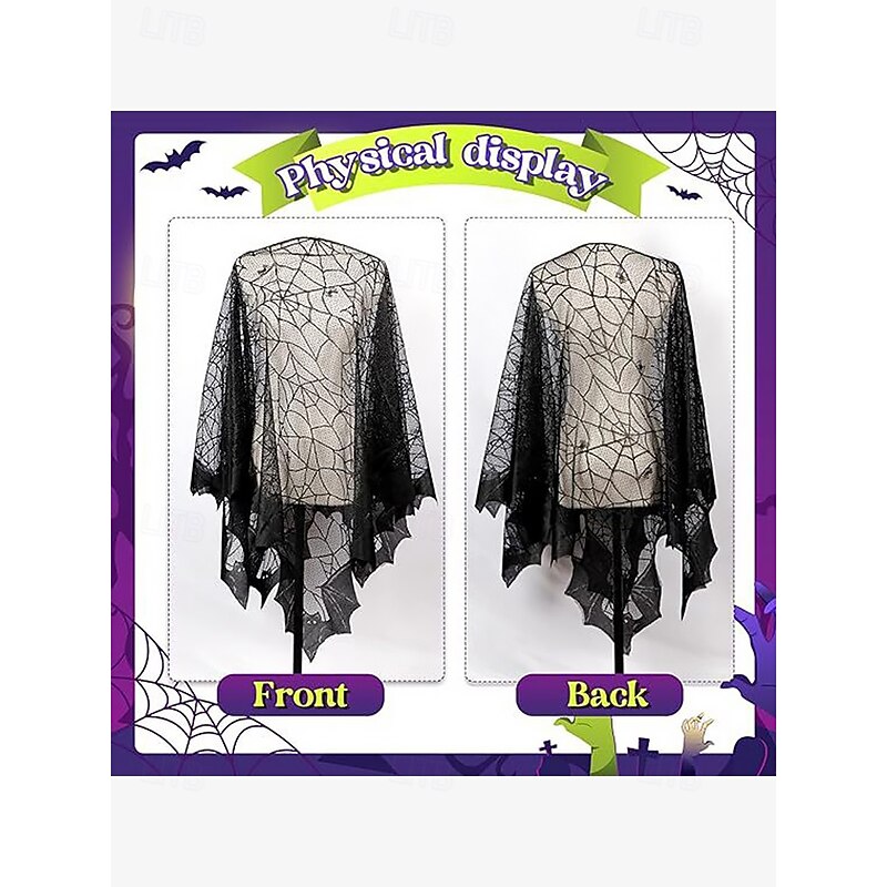 Women's Spider Web Lace Shawl - Gothic Halloween Costume Cape for Parties and Cosplay4