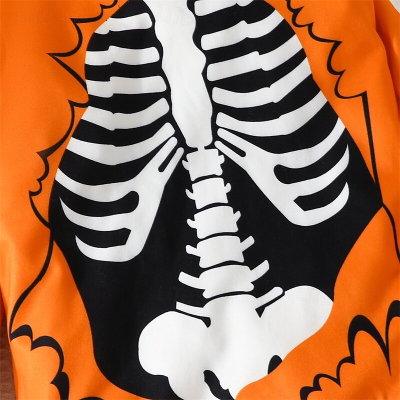 Halloween Boys' 3D Cartoon Skull Sports Suit Sweatshirt & Sweatpants Set Tracksuits Long Sleeve Spring Fall Daily Casual Comfort Kids 4-12 Years Crew Neck Outdoor Vacation Sports Tailored Fit4