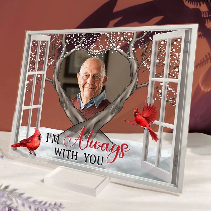 Personalized Acrylic Memorial Photo Plaque with Base Custom Memorial Gifts Missing You Photo Frames Plaque I'm Always With You Picture Frame - Memory of Mother Father Grandma Grandpa 20*15cm (8”*6“)2
