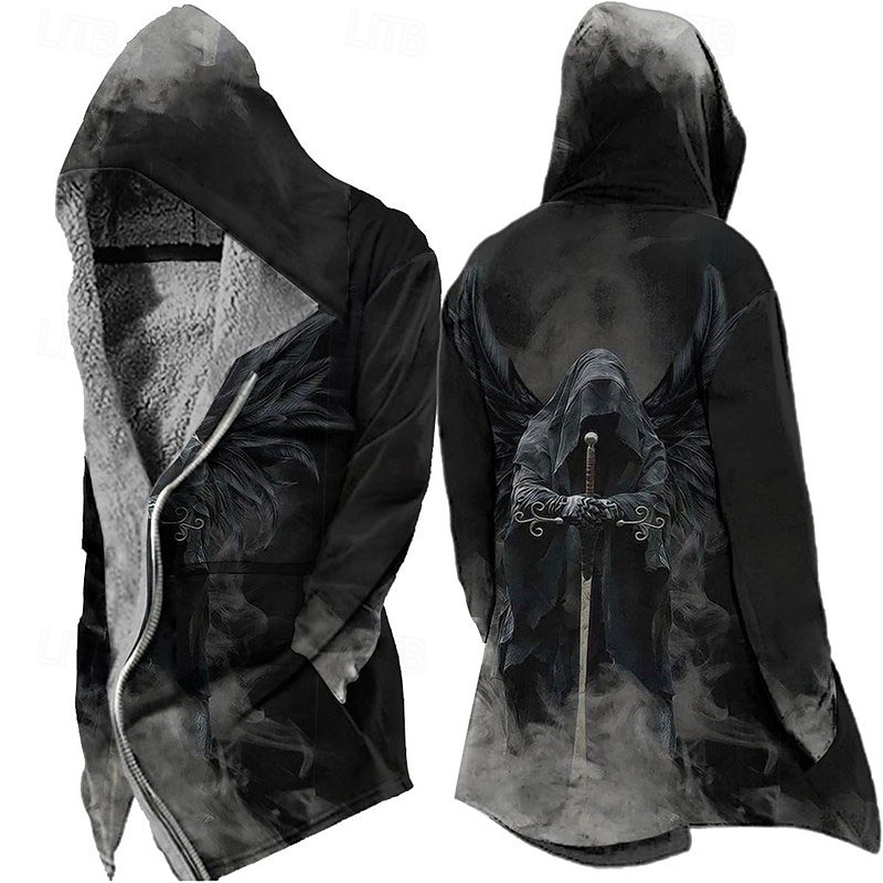 Men's Winter Coat Fleece Jacket Jacket Daily Wear Vacation Fleece Lining With Pockets Print Front Pocket Fall & Winter Cross Streetwear Sport Hoodie Regular Blue Red Purple Brown Green Jacket