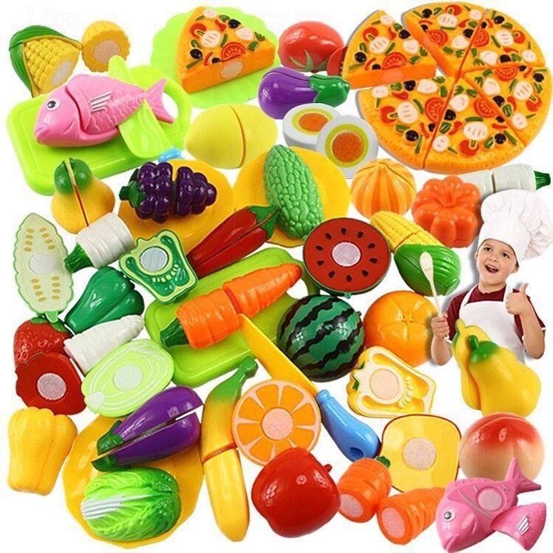 21-Piece Fun Cutting Food Toy Set - Develops Early Basic Skills, Suitable for Children, Girls, and Boys, Perfect as Halloween and Christmas Gift