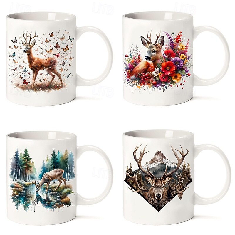 Christmas Elk Coffee Mug 11oz Ceramic Mug Funny Mug Funny Coffee Mug For Family/Friends/Sister/Colleague Novelty Coffee Mug Summer Winter Drinkware Party/Christmas/Birthday Gift2