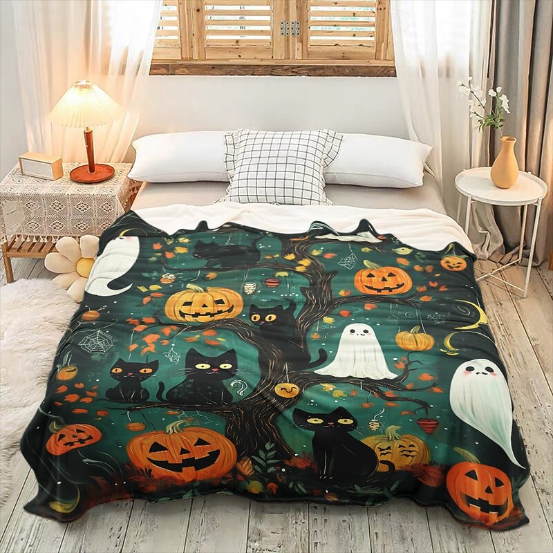 Halloween Pumpkin Blanket Cozy and Soft Throw Perfect for Spooky Season Festive Halloween Decor with Pumpkin Design