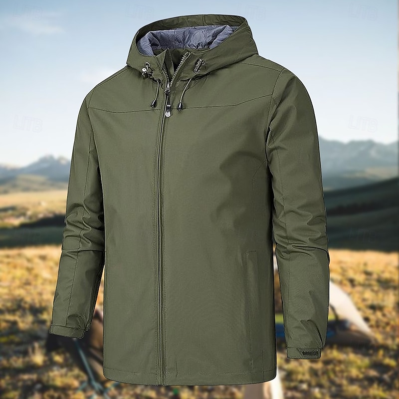 Men's Ski Jacket Outdoor Waterproof Windproof Hoodie Snow Coat Ski Coat Traveling Black Army Green Blue Dark Blue