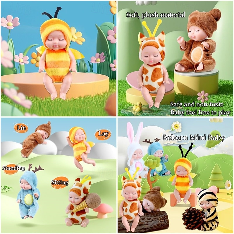 4 Inch Mini Baby Dolls 6pcs Set Realistic Baby Dolls Toys with Cute Handmade Doll Clothes for Suitability Kids 3 and up2