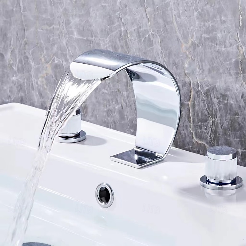 Bathroom Sink Faucet - Widespread Electroplated Widespread Single Handle Two HolesBath Taps4