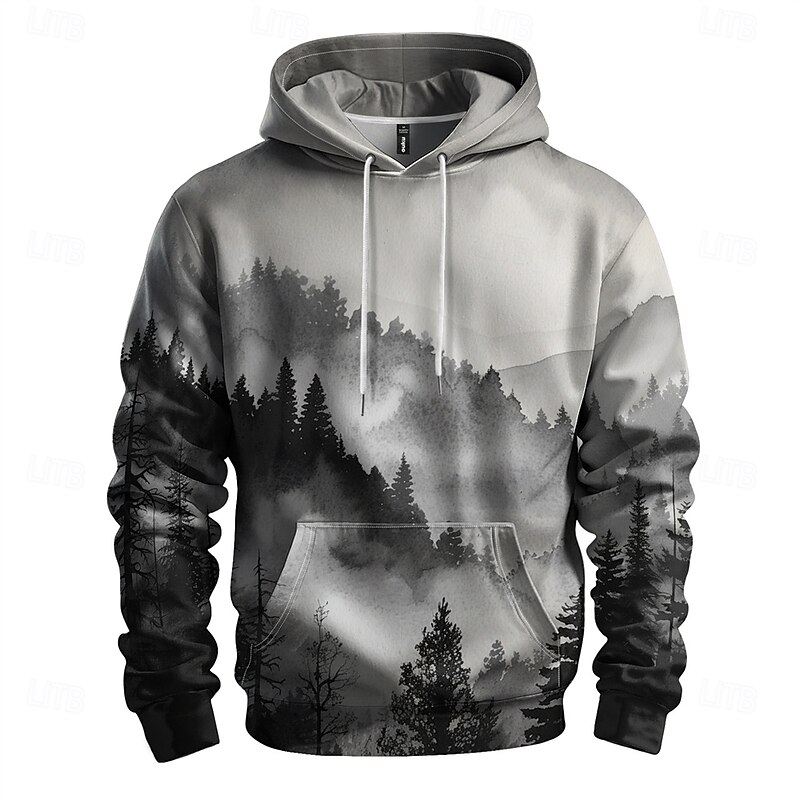 Men's Graphic Hoodie Hoodies Sweatshirt Vacation Daily Long Sleeve Hooded Vacation Sports Outdoor Going out White Printing Winter Spring &  Fall Designer