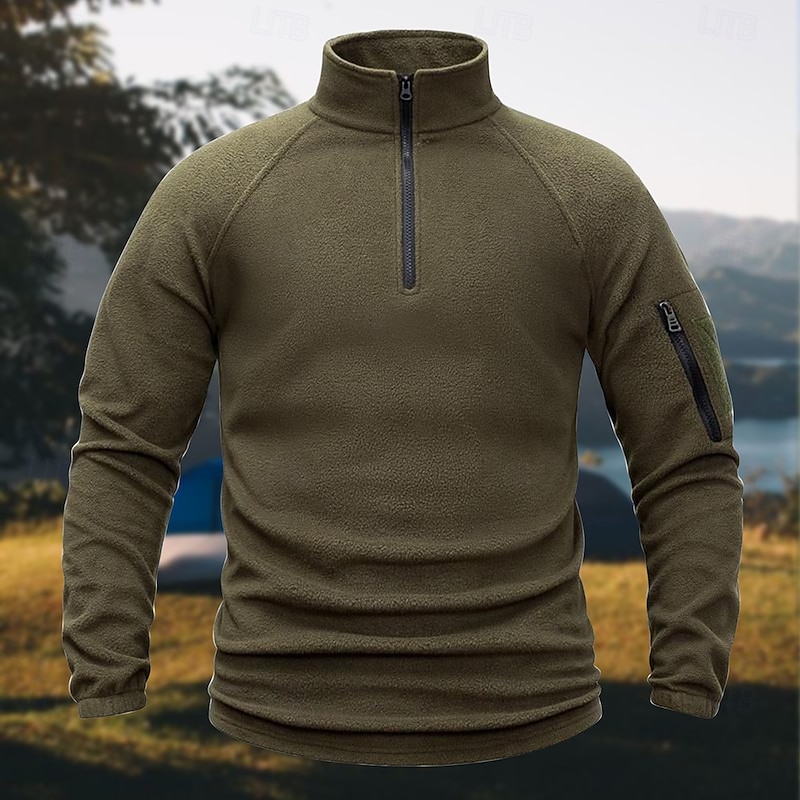 Men's Hiking Fleece Jacket Winter Outdoor Soft Comfortable Warm Fleece Jackets Warm Tactical Jacket Sport Fleece Hooded Jacket Climbing Camping / Hiking / Caving Traveling Dark Grey Black Army Green