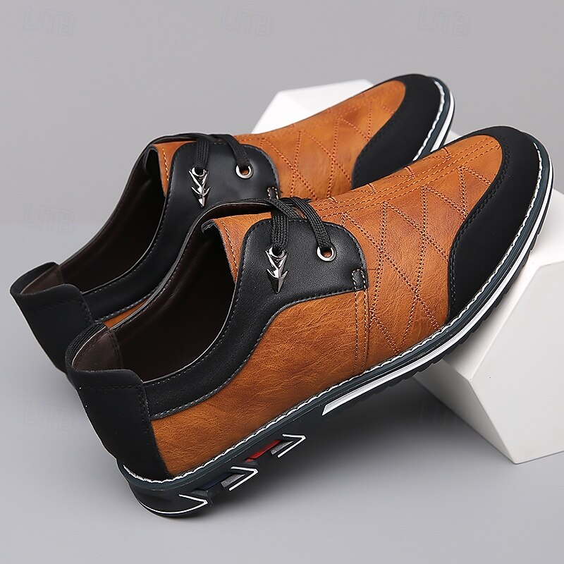 Men's Quilted Faux Leather Lace-Up Sneakers - Stylish Casual Shoes with Contrast Design and Comfortable Sole for Daily Wear2