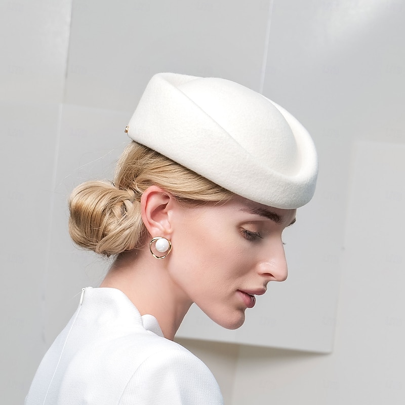 Hats 100% Wool Beret Hat Wedding Evening Party Elegant Wedding With Cap Pure Color Headpiece Headwear4