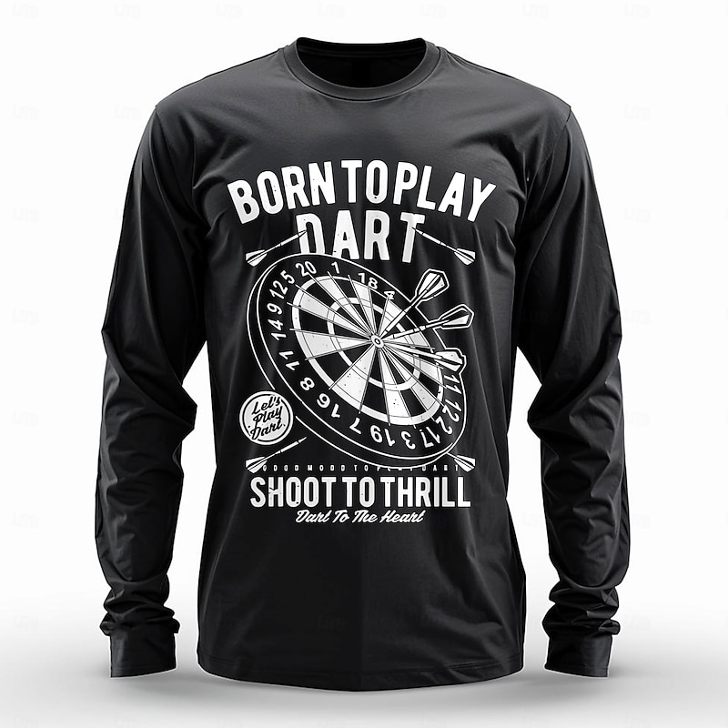 Men's Darts Funny Slang T Shirt Long Sleeve T shirt 3D Print Crew Neck Shirt Daily Designer Street Casual Black Red Blue Summer Spring Fall Clothing Apparel S M L XL XXL XXXL4