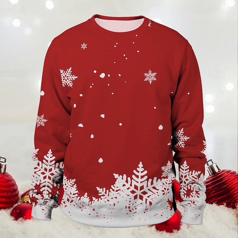 Christmas snowflake Pullover Funny Christmas Sweatshirt 3D Print 3D Christmas Graphic For Couple's Men's Women's Adults' Christmas Masquerade 3D Print Party Festival2