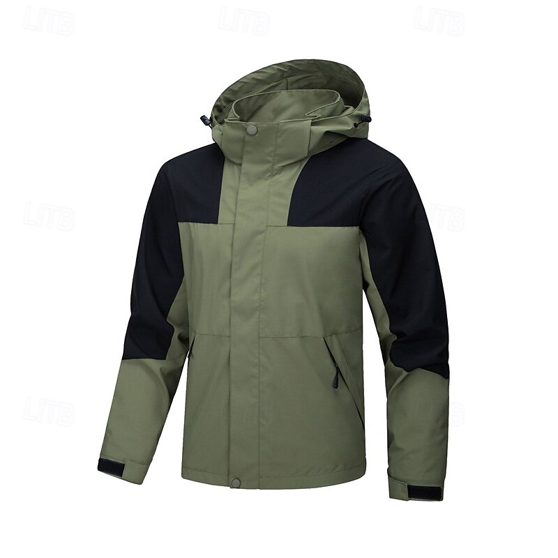 Men's Women's Hiking Jacket Winter Outdoor Color Block Waterproof Windproof Front Zipper Lightweight Jacket Full Zip Camping / Hiking / Caving Black Pink Camel Brown Green