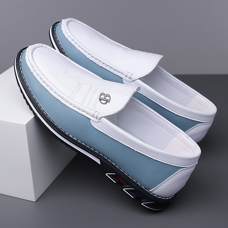 Men's Two-Tone Faux Leather Loafers - Stylish Slip-On Casual Shoes with Comfortable Sole for Daily Wear2