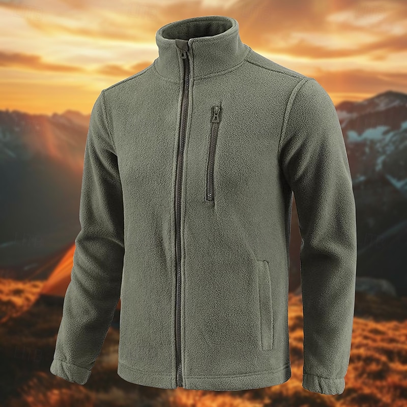 Men's Hiking Fleece Jacket Winter Outdoor Soft Comfortable Warm Warm Tactical Jacket Sport Fleece Hooded Jacket Winter Adventure Jacket Full Zip Climbing Camping / Hiking / Caving Traveling Black