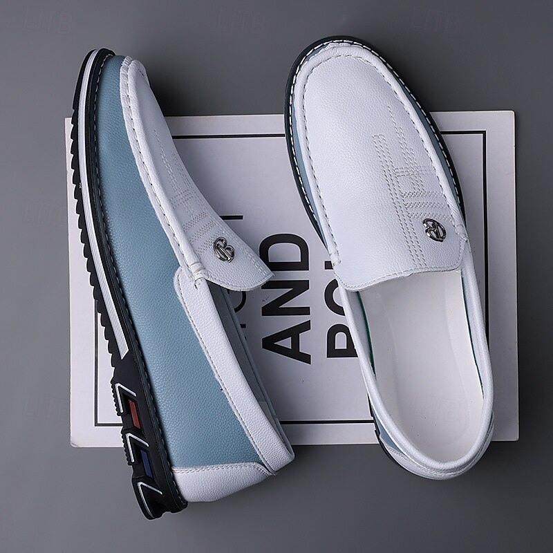 Men's Two-Tone Faux Leather Loafers - Stylish Slip-On Casual Shoes with Comfortable Sole for Daily Wear3