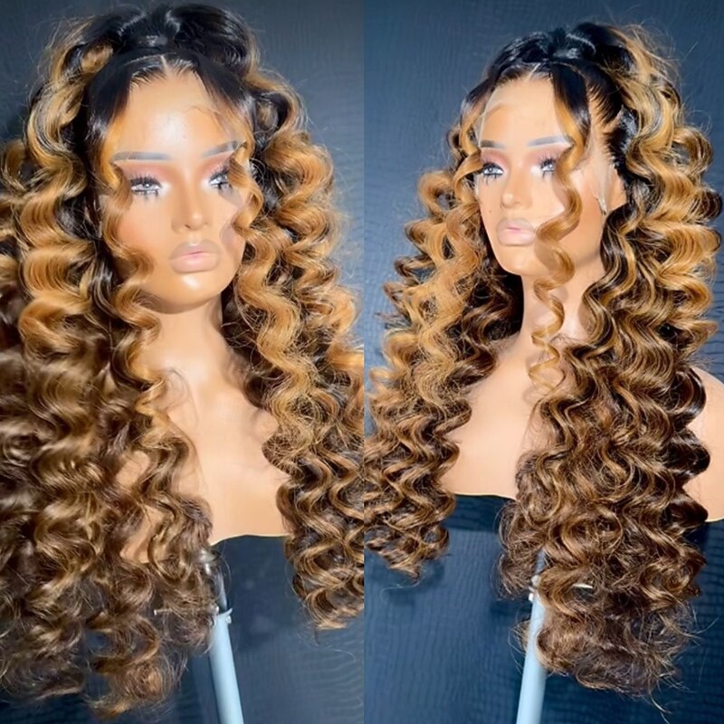 Unprocessed Virgin Hair 13x4 Lace Front Wig Free Part Brazilian Hair Loose Wave Multi-color Wig 130% 150% Density Highlighted / Balayage Hair Glueless Pre-Plucked For Women Long Human Hair Lace Wig4