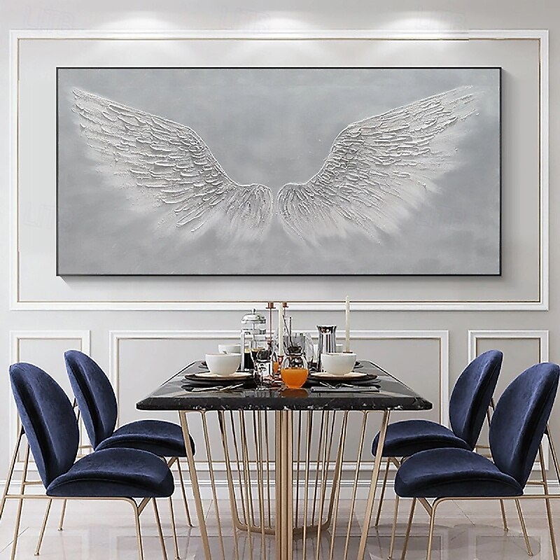 Golden Wing painting 100% Handmade White Angel Wings oil painting handmade Textured feather Painting Acrylic Abstract Oil Painting for Wall Decor Living Room Modern artwork2