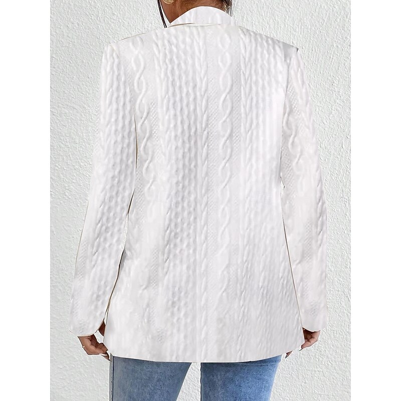 Women's Casual Jacket Textured Jackets Adjustable Solid Color Casual / Daily Stylish Regular Fit Outerwear Long Sleeve Spring White S2