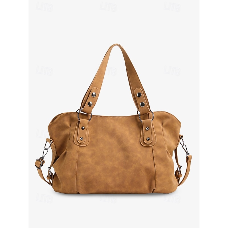 Women's Faux Leather Shoulder Bag with Adjustable Strap - Casual Large-Capacity Tote for Daily Use