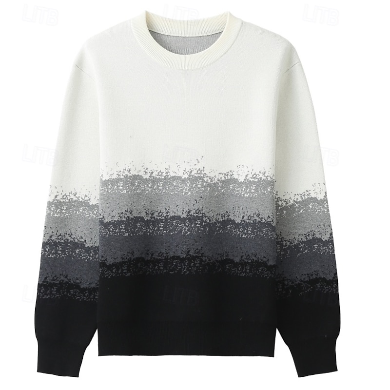 Men's Sweater Pullover Sweater Jumper Knit Regular Ombre Crew Neck Knitwear Elegant Formal Anniversary Clothing Apparel Fall Winter Black M L XL4