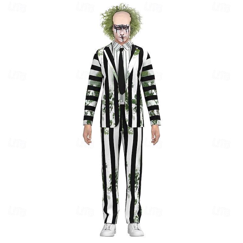 Zombie Halloween Cosplay Wigs Fancy Costume Beetlejuice Horror Movie Scary Costume Kid's Adults' Men's Boys' Carnival Performance Party Masquerade Easy Halloween Costumes Dress Up2