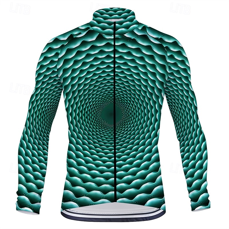 Men's Cycling Jersey 3D Long Sleeve Bike Tee Tshirt Top with 3 Rear Pockets Mountain Bike MTB Road Bike Cycling Quick Dry Front Zipper Wicking Sports Navy Blue Green Clothing Apparel2