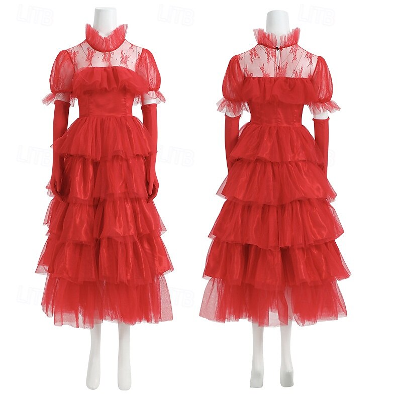 Ghost Bride Lydia Deetz Halloween Dress Headpiece Beetlejuice Horror Movie Cosplay Costume Adults' Women's Masquerade Party / Evening Easy Halloween Costumes Dress Up2