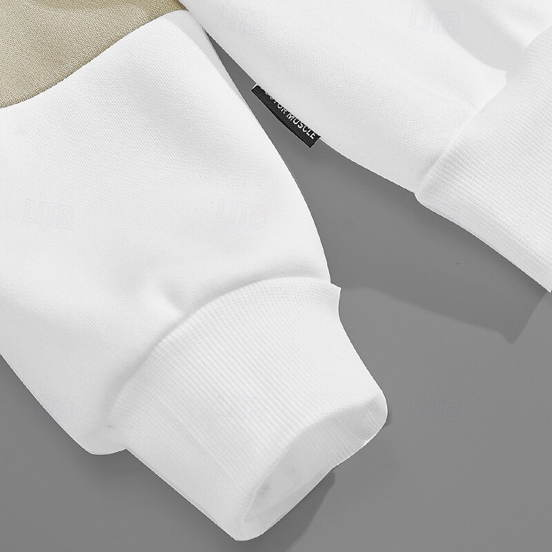 Men's Golf Shirt Golf Polo Work Casual Lapel Long Sleeve Basic Modern Color Block Patchwork Button Spring &  Fall Regular Fit Black White Army Green Khaki Gray Golf Shirt3