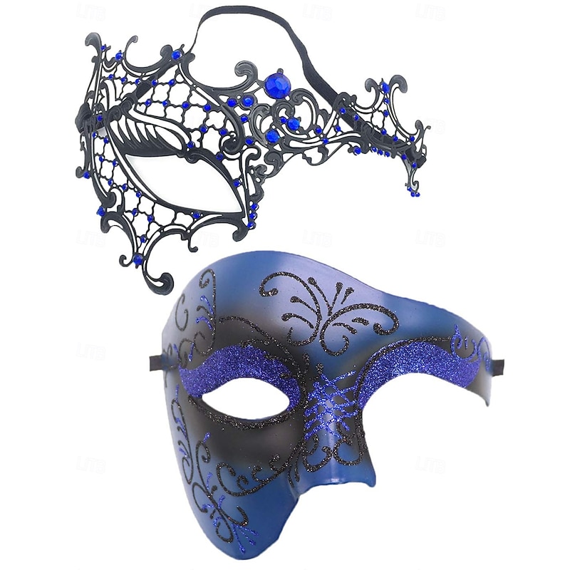 Halloween Mask Venetian Mask Eye Mask The Phantom of the Opera Couples 2 PCS Sexy Costume Adults' Men's Women's Halloween Carnival Mardi Gras Party Easy Halloween Costumes Dress Up