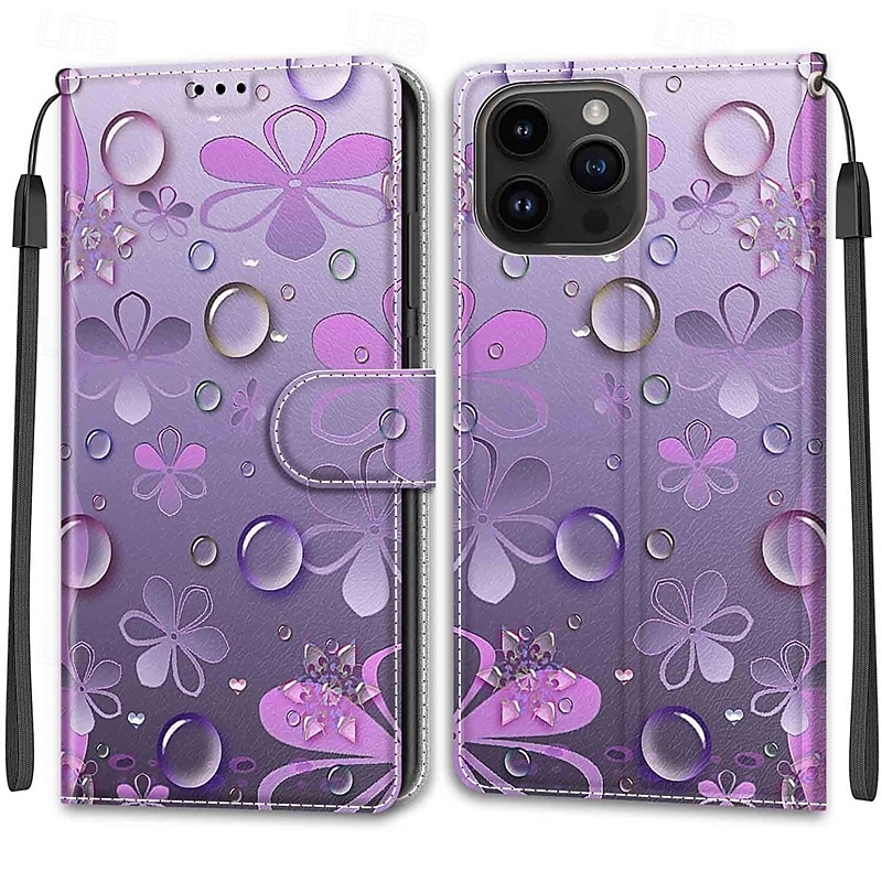 Phone Case For iPhone 15 Pro Max Plus Back Cover with Stand Holder with Wrist Strap Card Slot Retro TPU PU Leather3