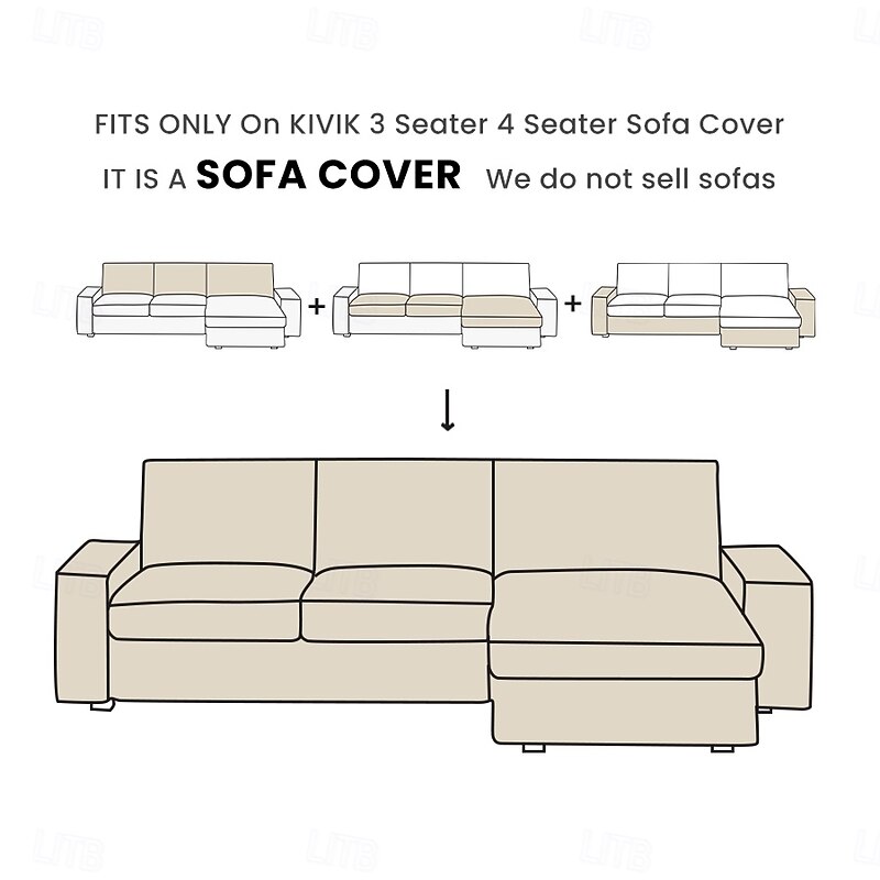 100% Cotton 3 Seater 4 Seater Sofa Cover with Armrests Solid Color Quilted Cotton Slipcovers  KIVcover LITB PRIME cover2