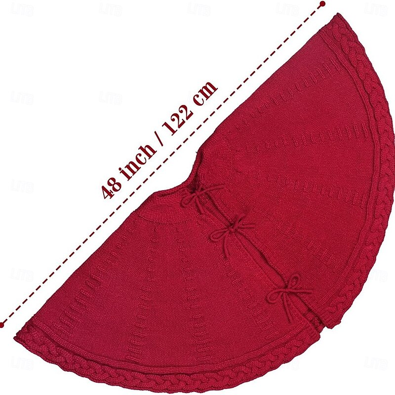 Christmas Tree Skirt Knitted Design,  Red/ White Xmas Decoration for Trees, Ideal Holiday Gift and Home Decor Accent3
