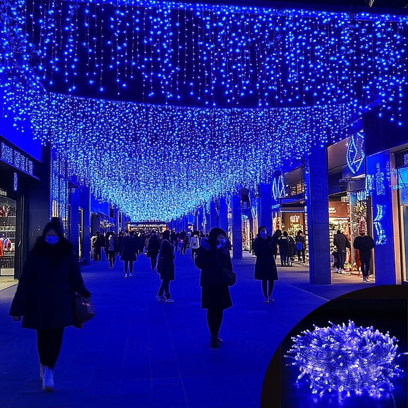50M/100M LED Curtain Lights Outdoor, String Lights Garland Christmas Tree, 400/800 , IP65 Waterproof, Wedding Party Holiday Landscape Decoration, Blue/Colorful, DC31V EU/US/AU/UK Plug2