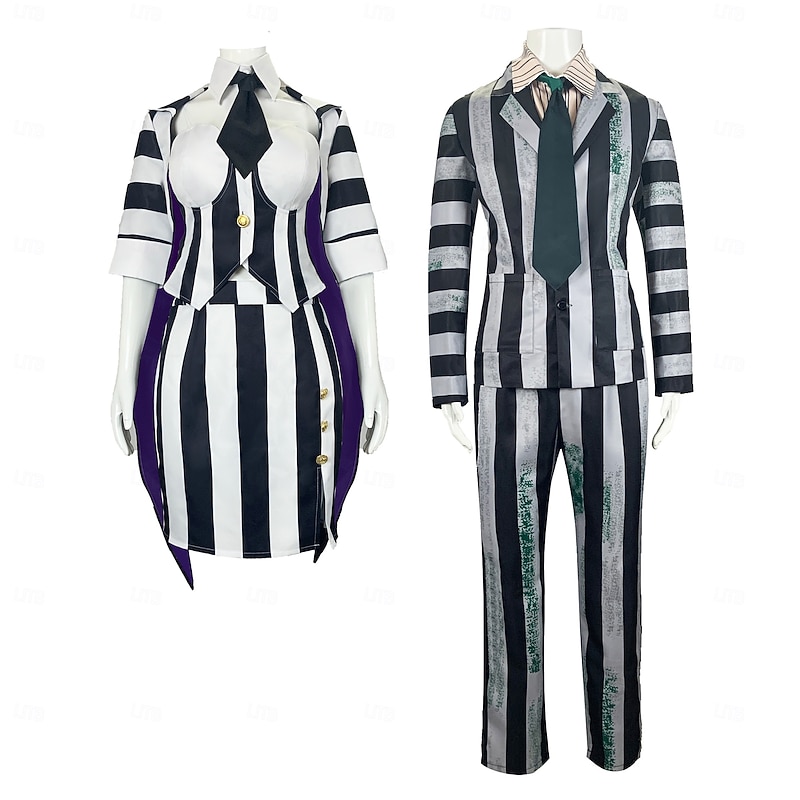 Beetlejuice Zombie Ghost Bride Lydia Deetz Couples Outfits Halloween Group Couples Costumes Adults' Men's Women's Scary Costume Party / Evening Masquerade Easy Carnival Costume