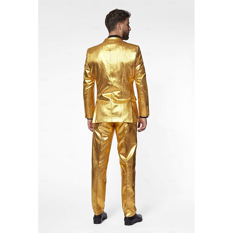 Metallic Disco 1980s Pants Outfits Suits & Blazers Disco Fancy Dress Men's Carnival Costume Christmas Carnival Mardi Gras Party / Evening Pride Parade Pride Month Adults' Costume2