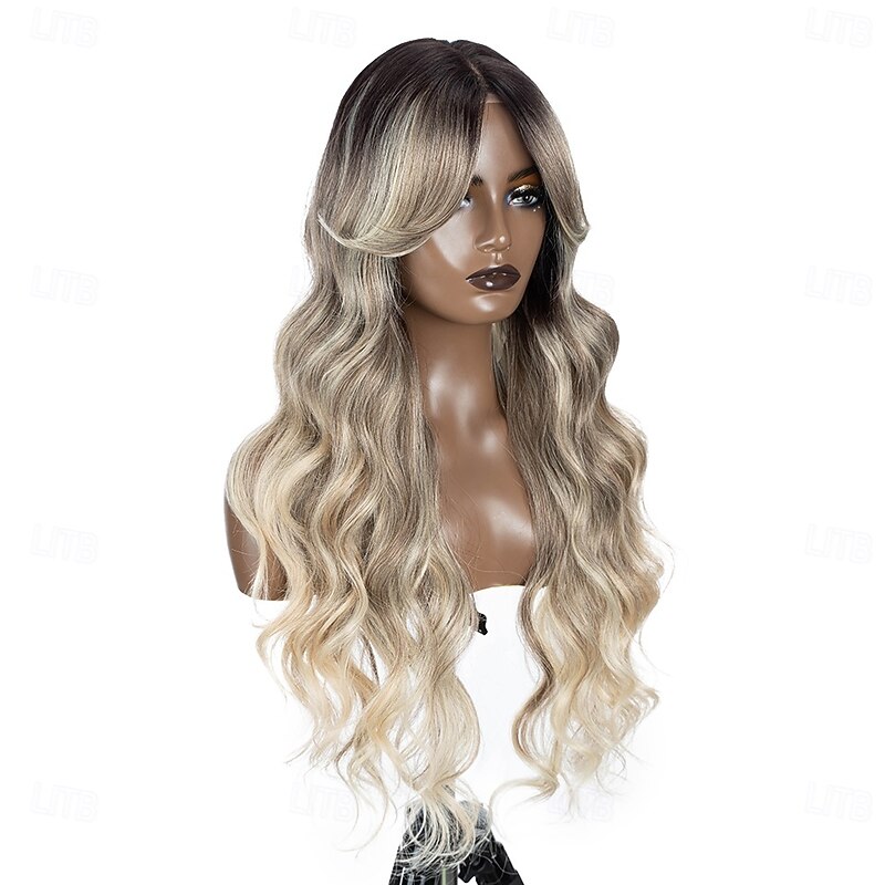 Remy Human Hair 13x4 Lace Front Wig Side Part Middle Part Free Part Brazilian Hair Body Wave Wavy Dark Gray Multi-color Wig 130% 150% 180% Density with Baby Hair2