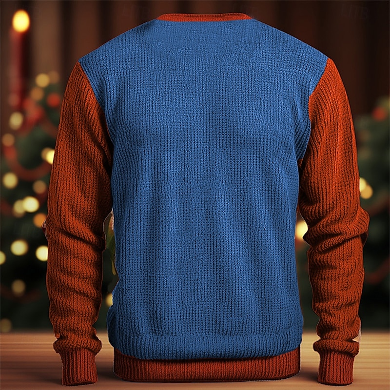 Ugly Christmas Sweater Men's Funny Sweaters Gesture Deer Pullover Jumper Knitting Thermal Party Evening New Years Eve Long Sleeve Crewneck Fall Winter Red Blue Green S M L2