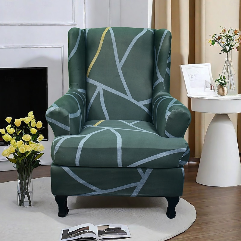 Floral Wingback Chair Cover Stylish and Stretchy Slipcover for Wingback Chairs Durable Furniture Protector Perfect for Adding a Touch of Elegance to Your Home Decor3