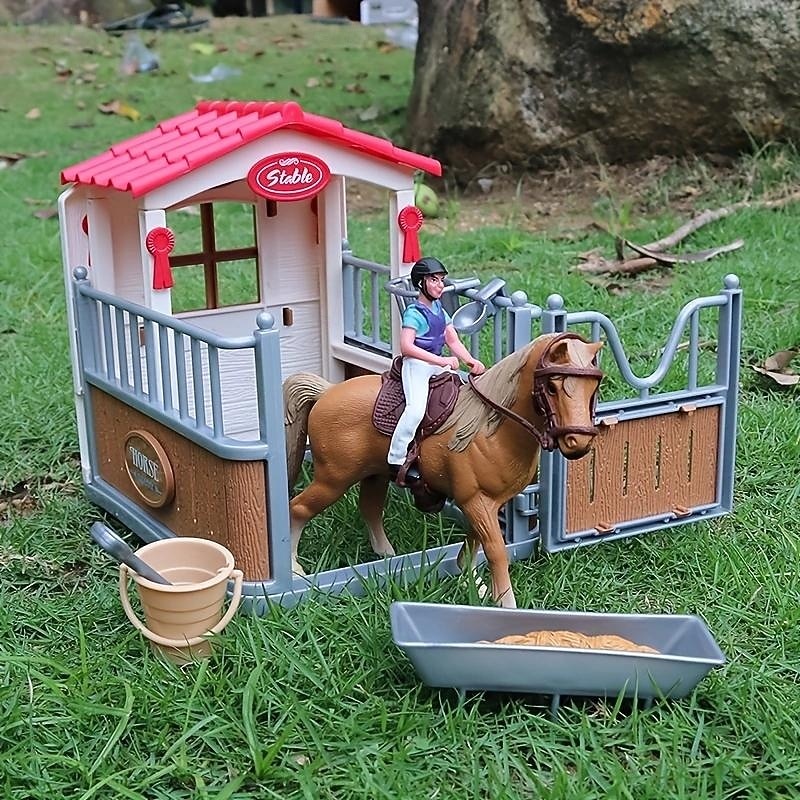 Farm Ranch Horse Club Playset - Horseback Riding Doll Animal Playset with Rider and Stable Enclosure - Educational Toys for Girls and Boys, Christmas Day Gifts, Children's Play House Toys, Detailed Fa