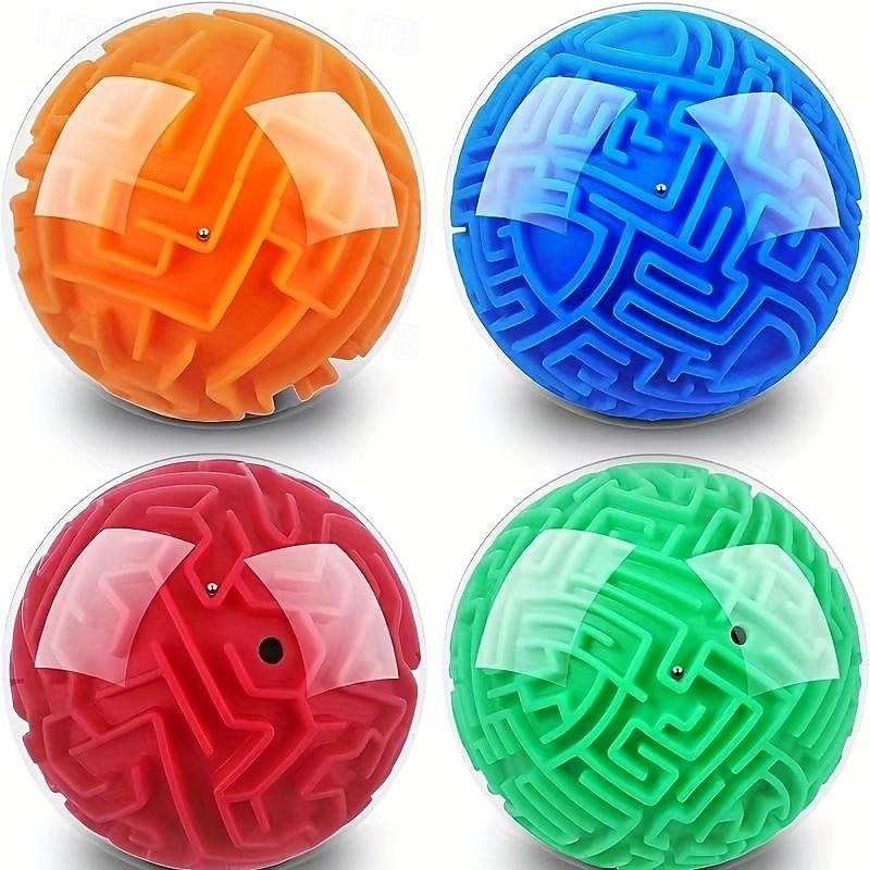 1 Pack 3D Maze Puzzle Balls - Brain Teaser Game for Teens & Adults Challenging Labyrinth Sphere with Miniature Steel Balls for Critical Thinking & Motor Skills Development