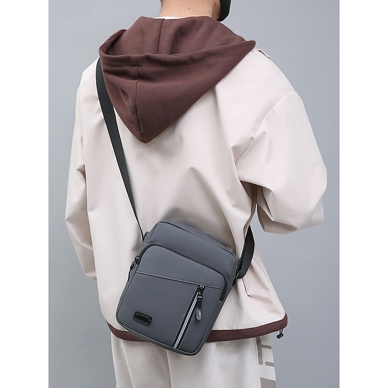 Men's Waterproof Crossbody Messenger Bag with Multiple Zipper Pockets – Durable Outdoor Travel Shoulder Bag in Olive Green3