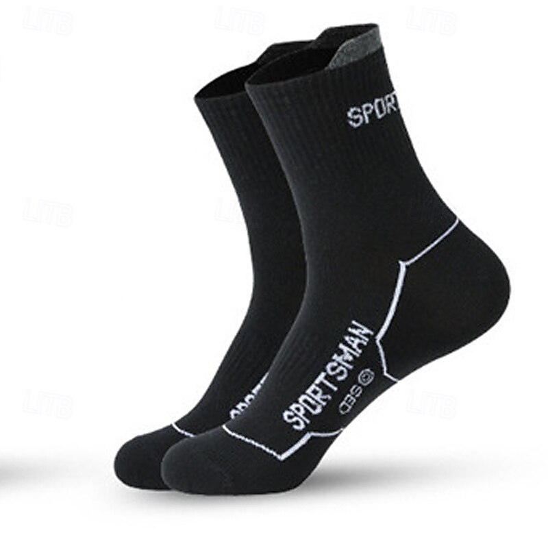 Men's Socks Bike Socks Sports Socks Athletic Socks Camping / Hiking Outdoor Exercise Cycling / Bike Bike / Cycling Warm Breathable Non-Skid 1 Pair Winter Letter & Number Cotton Black White Red4