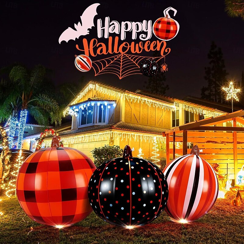 Halloween Outdoor Inflatable Pumpkin Decor, 60cm (23.6 Inch) Blow Up Yard Decoration,Inflatable Ball Ornaments for Lawn, Patio, Garden, Halloween Party Prop4