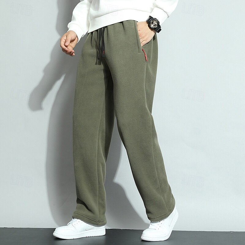 Men's Sherpa Fleece Pants Sweatpants Joggers Trousers Drawstring Zipper Pocket Straight Leg Plain Comfort Warm Full Length Outdoor Casual Daily Sports Fashion Black Blue3
