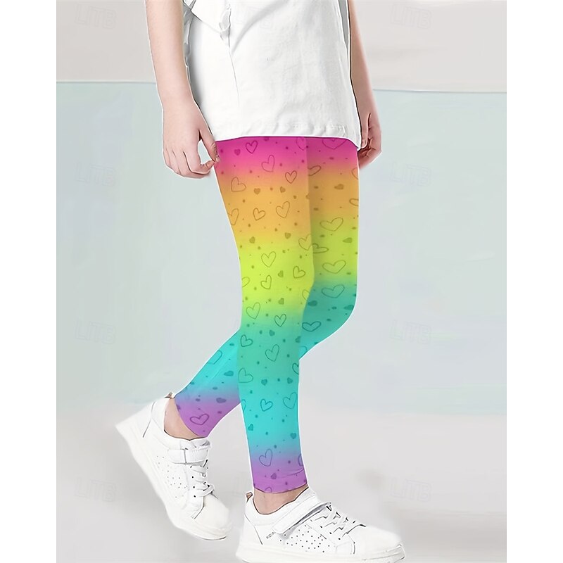 Girls' 3D Heart Graphic Pants Leggings Spring Fall Active Basic Kids 4-12 Years Outdoor Casual Daily Regular Fit2