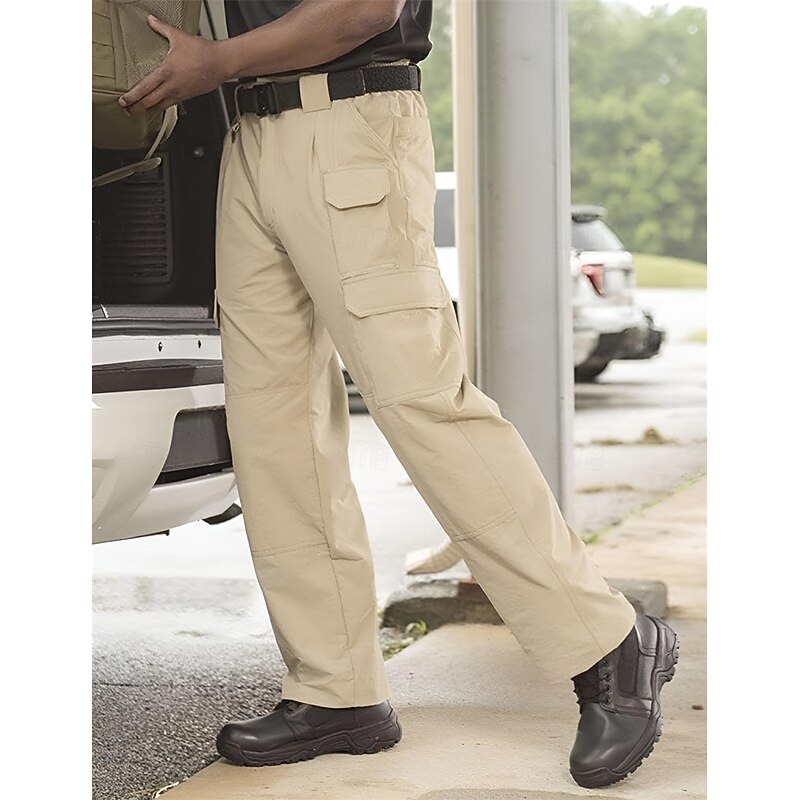 Men's Cargo Pants Tactical Pants Trousers Elastic Waist Multi Pocket Straight Leg Plain Comfort Soft Full Length Outdoor Daily Going out Fashion Streetwear Black Green3