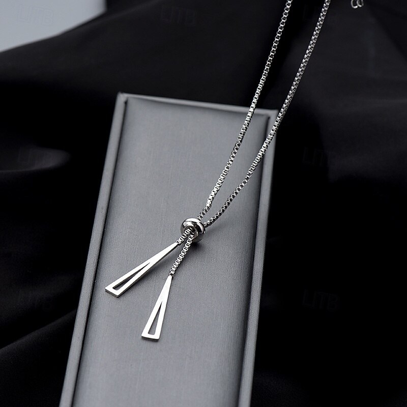 Minimalist Geometric Long Pendant Necklace for Women – Elegant Chain Jewelry for Office, Casual, and Evening Wear3