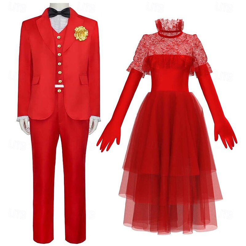 Beetlejuice Lydia Deetz Halloween Halloween Group Couples Costumes Groom Costume Adults' Couple's Men's Women's Carnival Party Wedding Party Easy Halloween Costumes Dress Up2