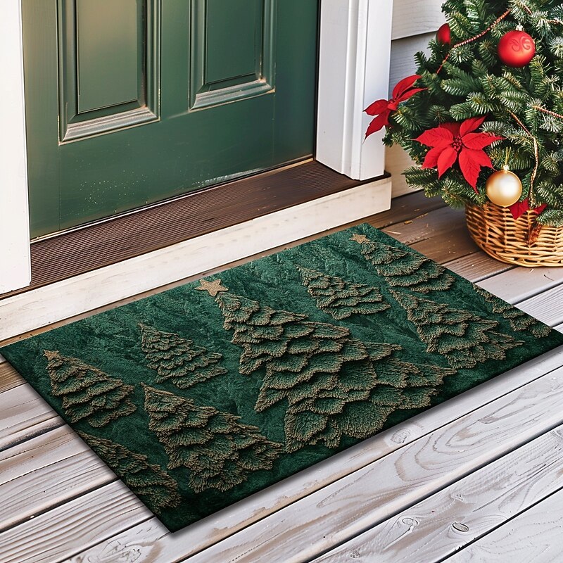 Christmas Decorations Doormat Tree Quilting Kitchen Mat Floor Mat Non-Slip Area Rug Oil Proof Rug Indoor Outdoor Mat Bedroom Decor Bathroom Mat Entrance Rug4